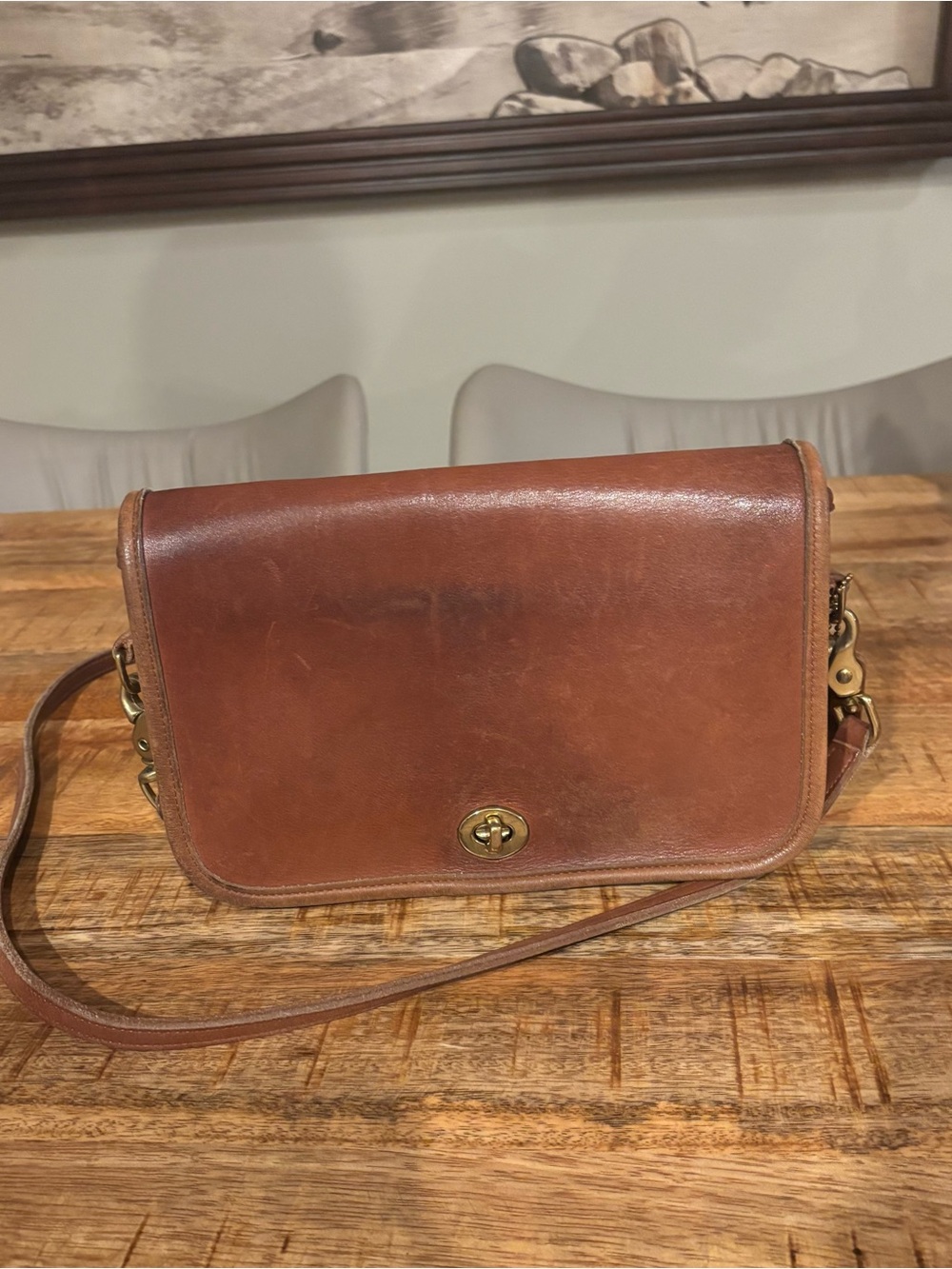 Vintage Coach Classic Brown Leather Crossbody Bag